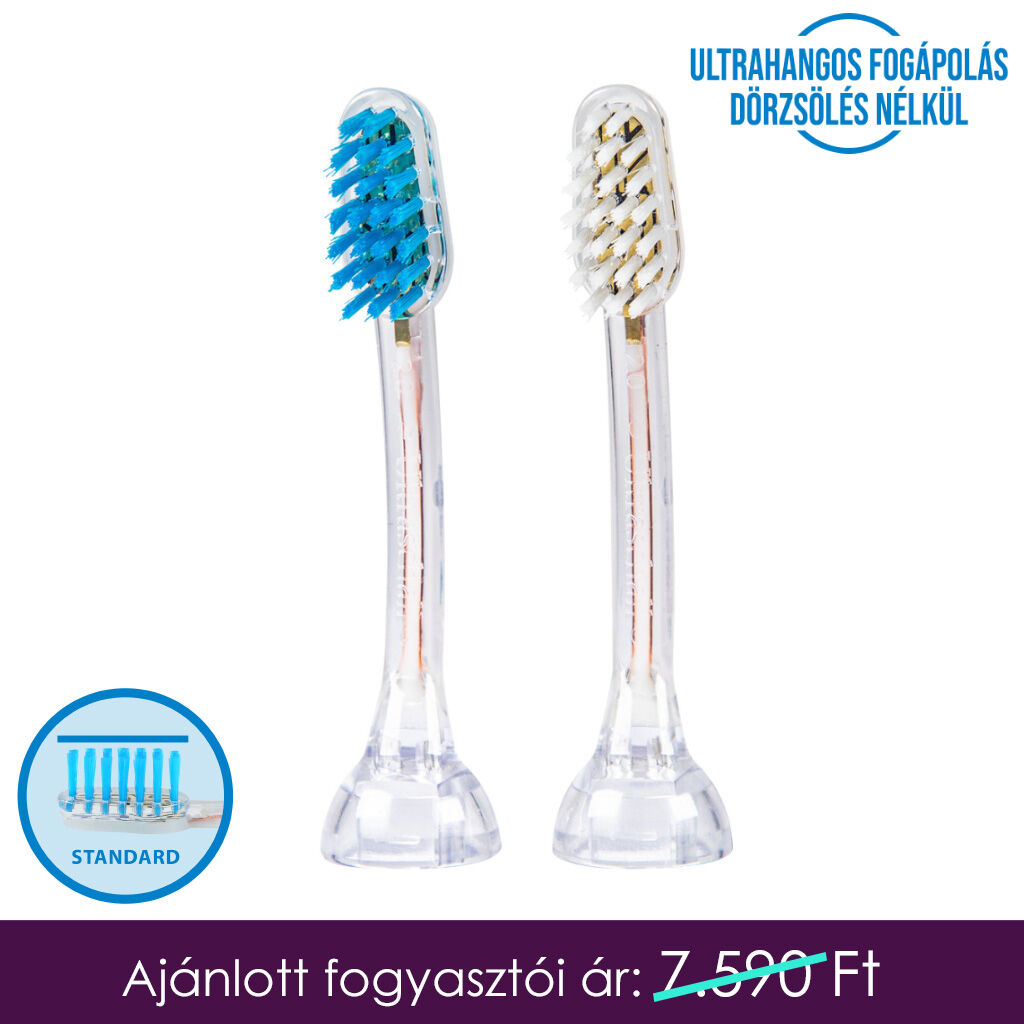 emmi®-dent E2 GO és Metallic ultrahangos cserélhető fogkefefejek felnőtteknek (2x)