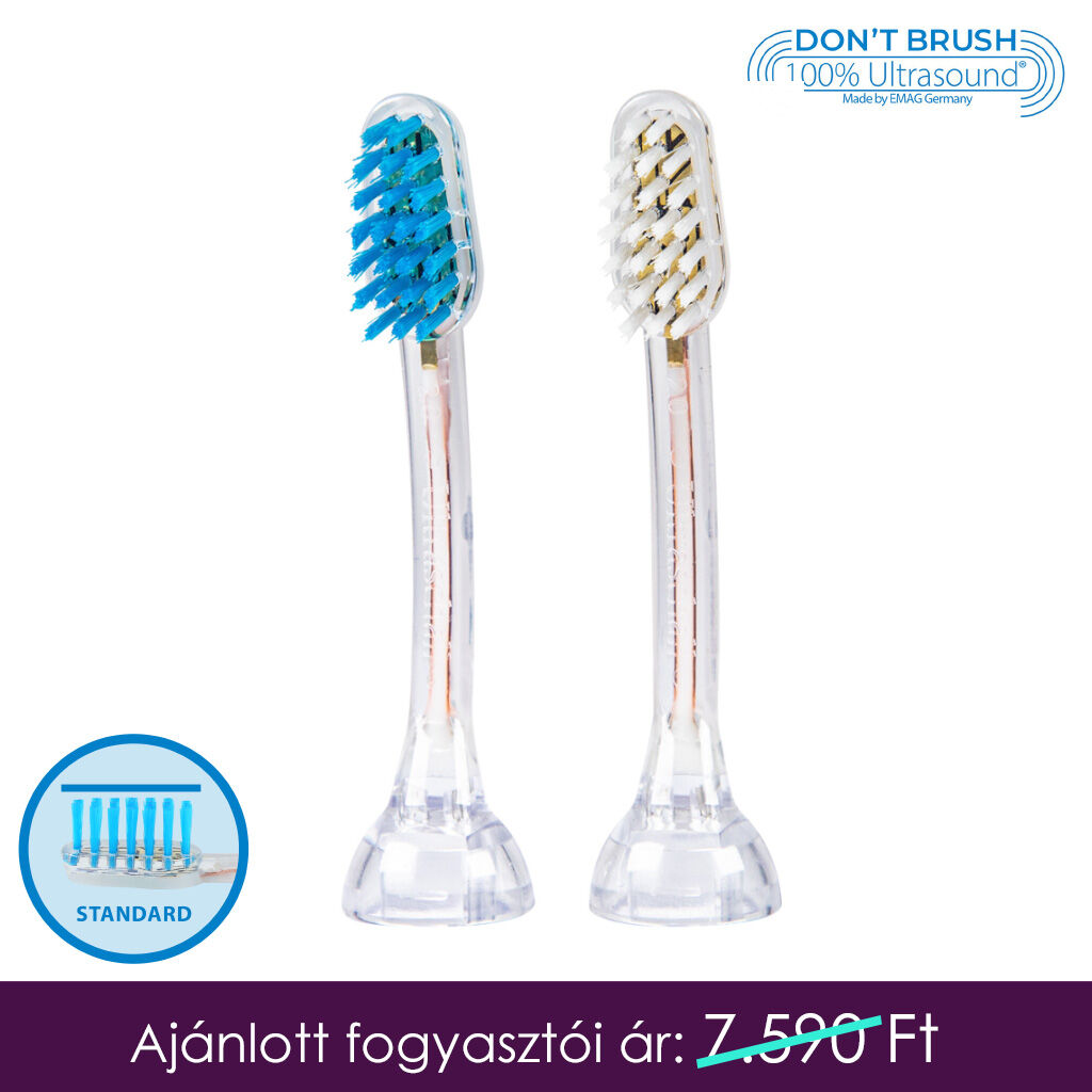 emmi®-dent E2 GO és Metallic ultrahangos cserélhető fogkefefejek felnőtteknek (2x)