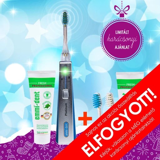 Karácsonyi ajánlat - emmi®-dent PLATINUM ultrahangos fogkefe csomag - kék