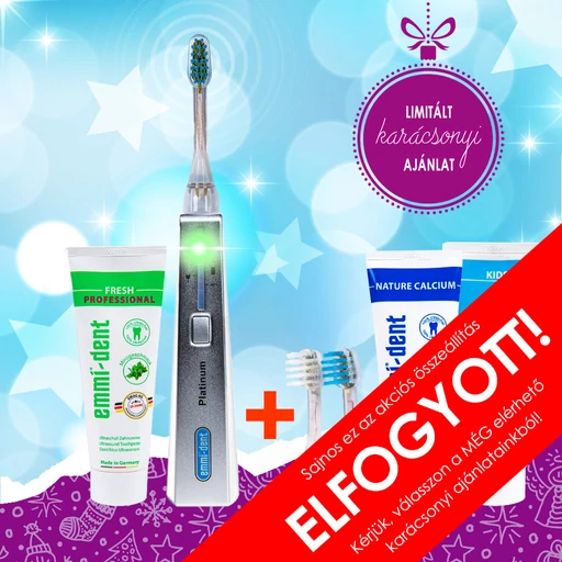 Karácsonyi ajánlat - emmi®-dent PLATINUM ultrahangos fogkefe csomag - fehér