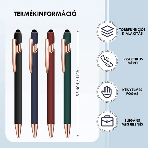 Univerzális minőségi érintőképernyős toll 2in1 (bármilyen kapacitív kijelzőhöz + kék golyóstoll)